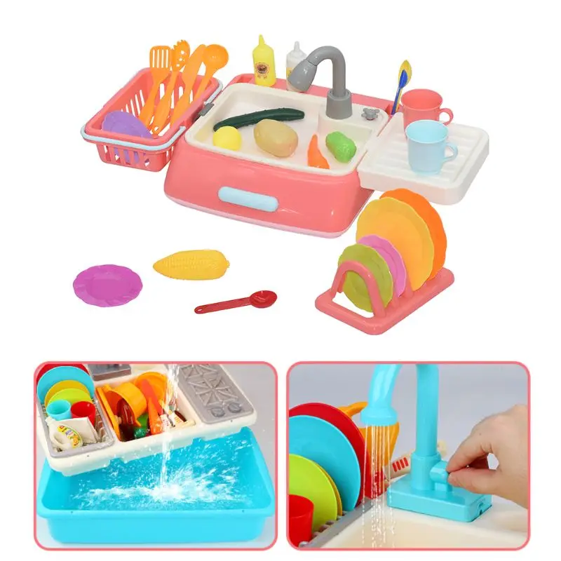 

Children Simulation Plastic Electric Dishwasher Sink Pretend Play Kitchen Toys Kids Early Education Birthday Gifts