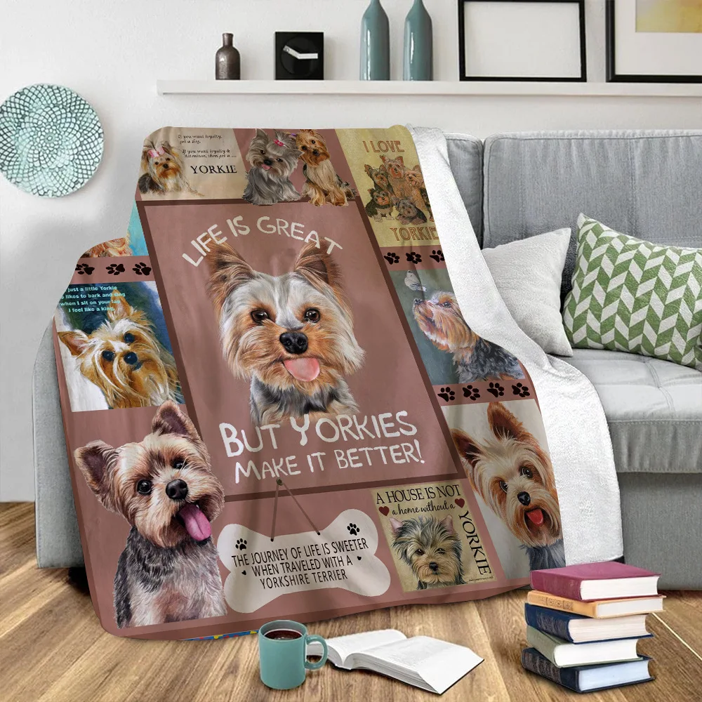 Фланелевое Одеяло ONGLYP Yorkies Make Life Better одеяло подарок на день рождения мягкое
