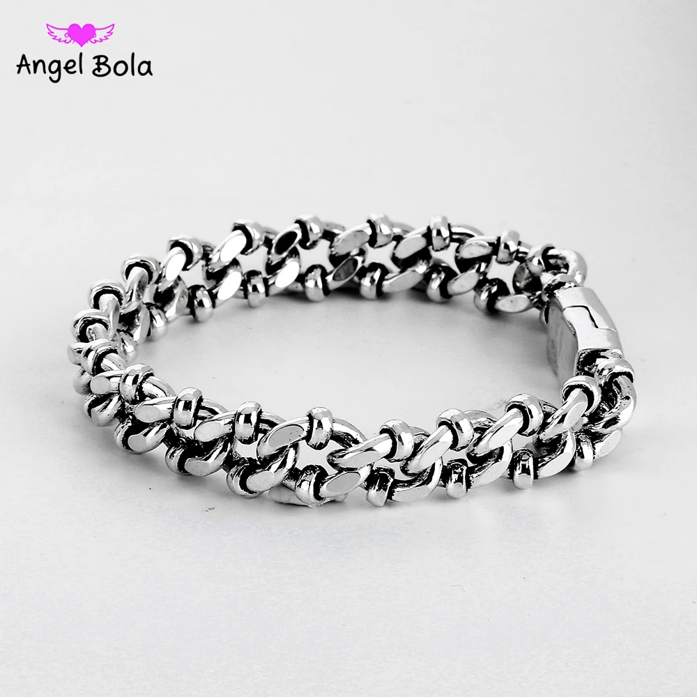 

Fashion Biker Man Ancient Silver biba Bracelet Chain Wristband Punk Skulls Buddha Bracelet Motorcycle Link Bangle B1207-7