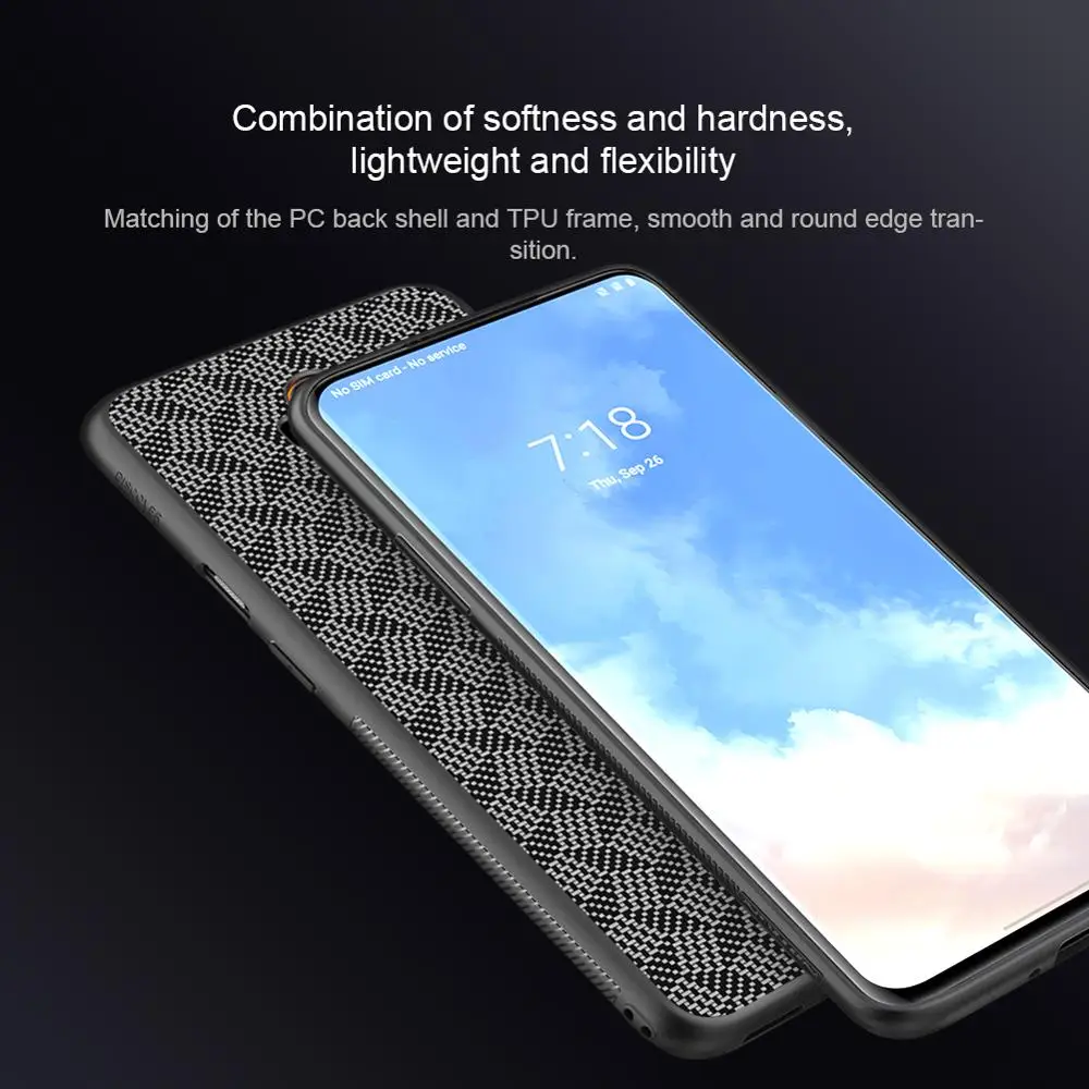 10 шт./лот,, NILLKIN плед из синтетического волокна, чехол для телефона Oneplus 7T pro Carbon PP пластиковая задняя крышка