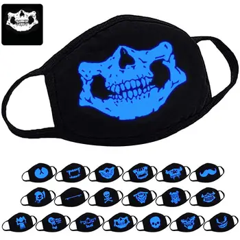 

1pc Cute Cartoon Printing Masks Combed Cotton Mouth Mask Breathable Warm Glow In The Dark Anti-Dust Mask Mouth Cover For Outdoor