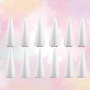 

12pcs 14cm White Solid Foam DIY Cone Children Handmade Craft Cone Accessories for Home Craft Christmas(White)