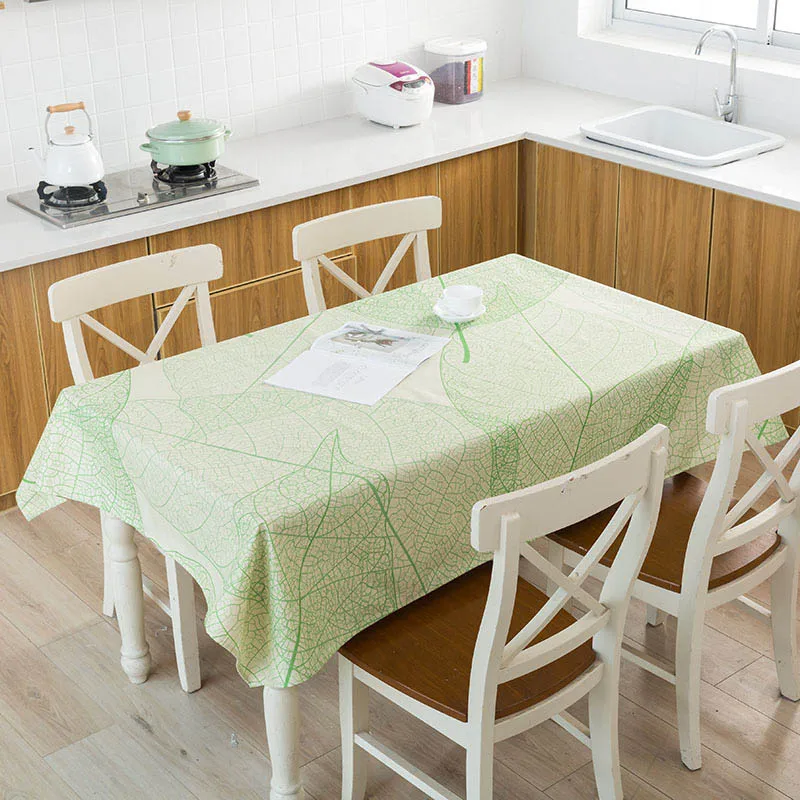  New Nordic Style Tropical Green Leaves Monstera Flamingo Pattern Waterproof Linen Table Cloth Home 