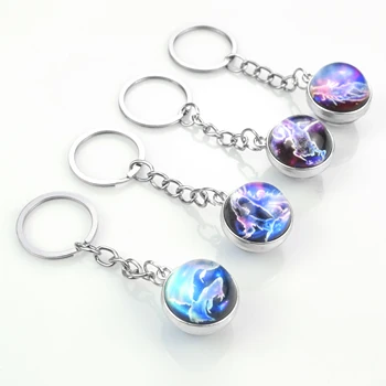 

12 Zodiac Sign Luminous Keychain Gifts Keyring Buckle Taurus Gemini Cancer Leo Scorpio Constellation Key Chain Buckle Glowing