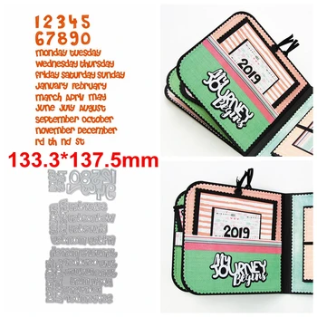 

0-9 Numbers&Weekdays&Months Metal Cutting Dies Stencils Words Die Cut For Card Making DIY New2019 Crafts Cards