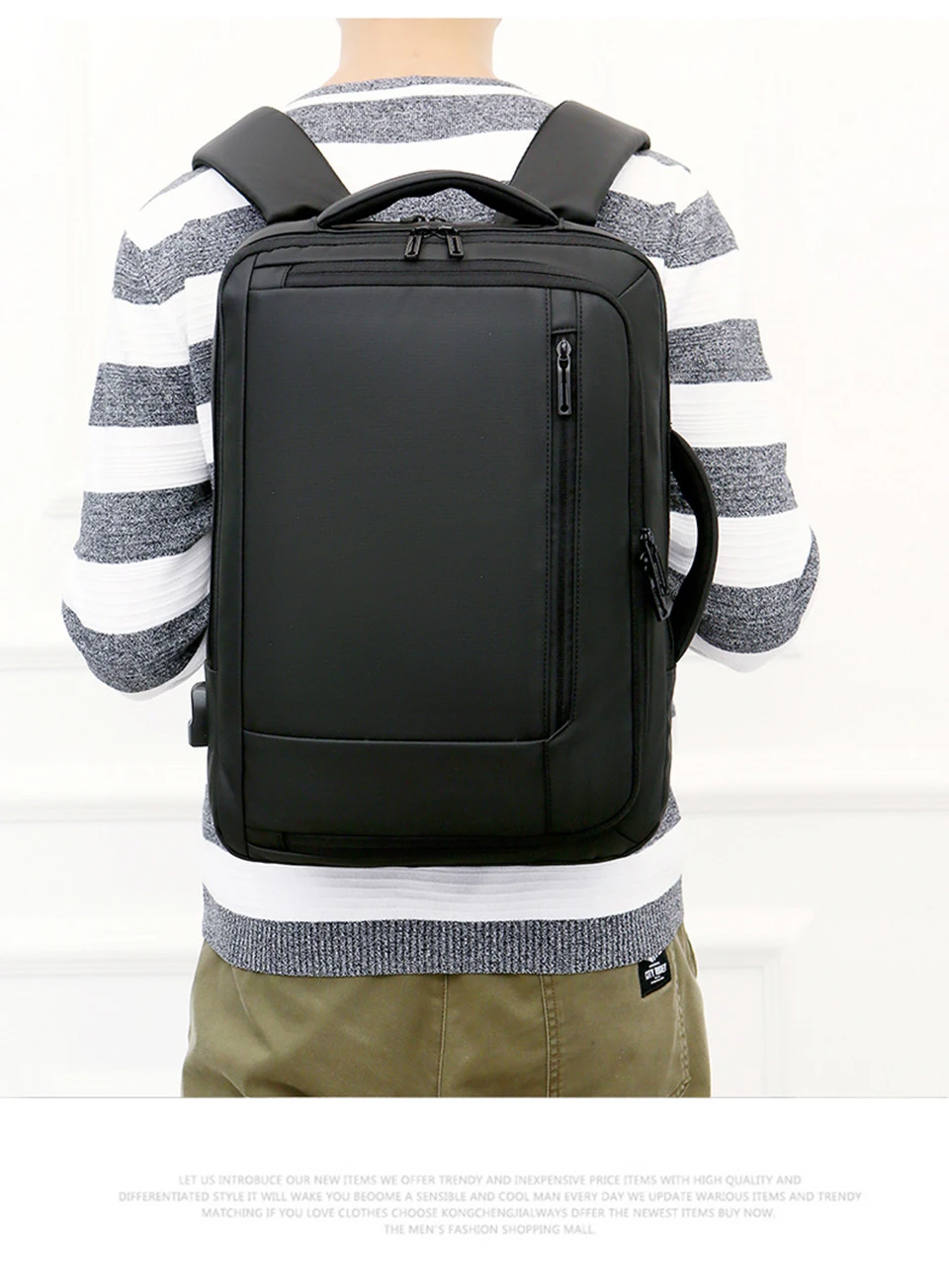 15.6 Inch Laptop Backpack Business Men Backpacks Male Notebook Waterproof Backpacking USB Charging Travel Bagpack OL Black Bags (11)