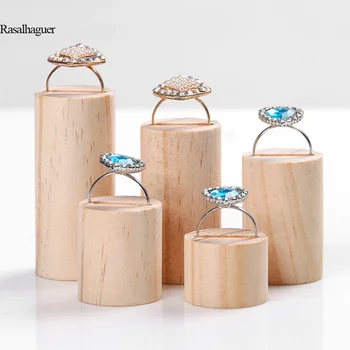 

Wooden 5pcs/set Ring Bearer Stand Jewelry Fashion Display Wedding Wood Ring Box Holder Specail Handmade Store Ring Shows