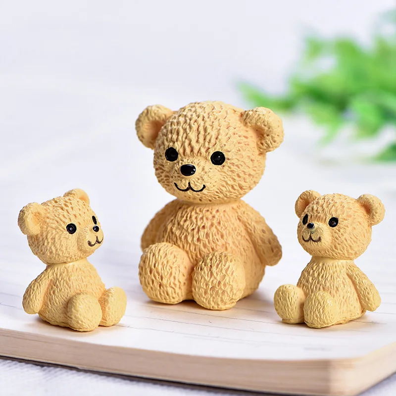 3 шт смолы милый медведь Кабошон миниатюрные фигурки Фея Сад украшения