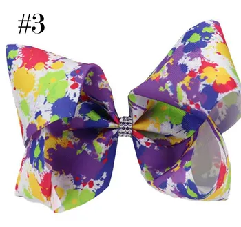 

free shipping 20pcs Splash-ink tie dye jojo Alligator Clip rainbows Hair Bow large girl hair bows accessories
