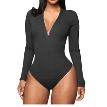 Women Bodysuits Buttons Sexy Autumn Winter Bottoming V Neck Solid Color Long Sleeve Skinny Jumpsuit Bodis de Mujer 2020 New E Women Bodysuits Buttons Sexy Autumn Winter Bottoming V Neck Solid Color Long Sleeve Skinny Jumpsuit Bodis de Mujer 2020 New E