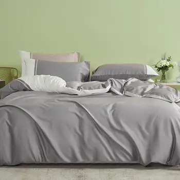 

Patchwork Duvet Cover Queen King 4Pcs Egyptian Cotton Soft Gray White Bedding Comforter Cover Fitted/Flat Bed Sheet set Hotel