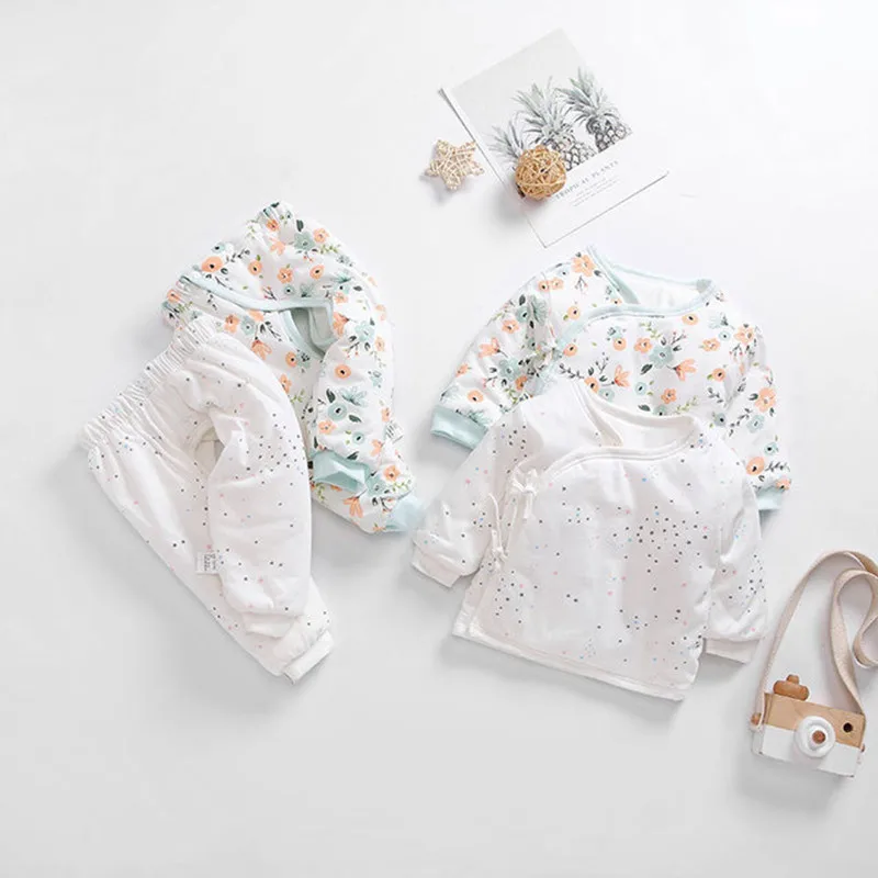 Для детей 0-3 лет, M комплект детской одежды зимние теплые хлопковые спортивные костюмы для маленьких мальчиков и девочек пальто с длинными рукавами, топы+ штаны, комплект из 2 шт./компл. комплект одежды для новорожденных, верхняя одежда