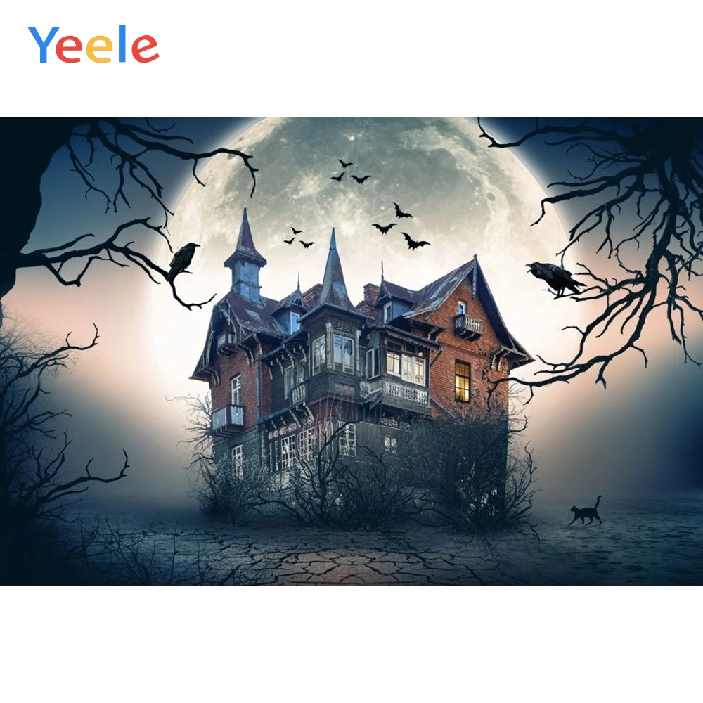 

Yeele Photophone Halloween Backdrop House Bat Tree Forest Moon Night Vinyl Photocall Photography Background For Photo Studio