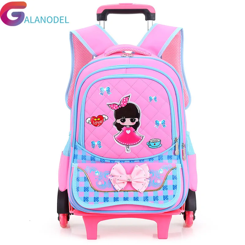 School Sales Removable Children Hot Bags with 2/6 Wheels for Girls Trolley Backpack Kids Wheeled Bag Bookbag travel luggage