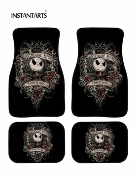 

INSTANTARTS the Nightmare Before Christmas Printed Skull Floor Mats for Cars All Weather Vehicle Carpet Car Accessories Interior