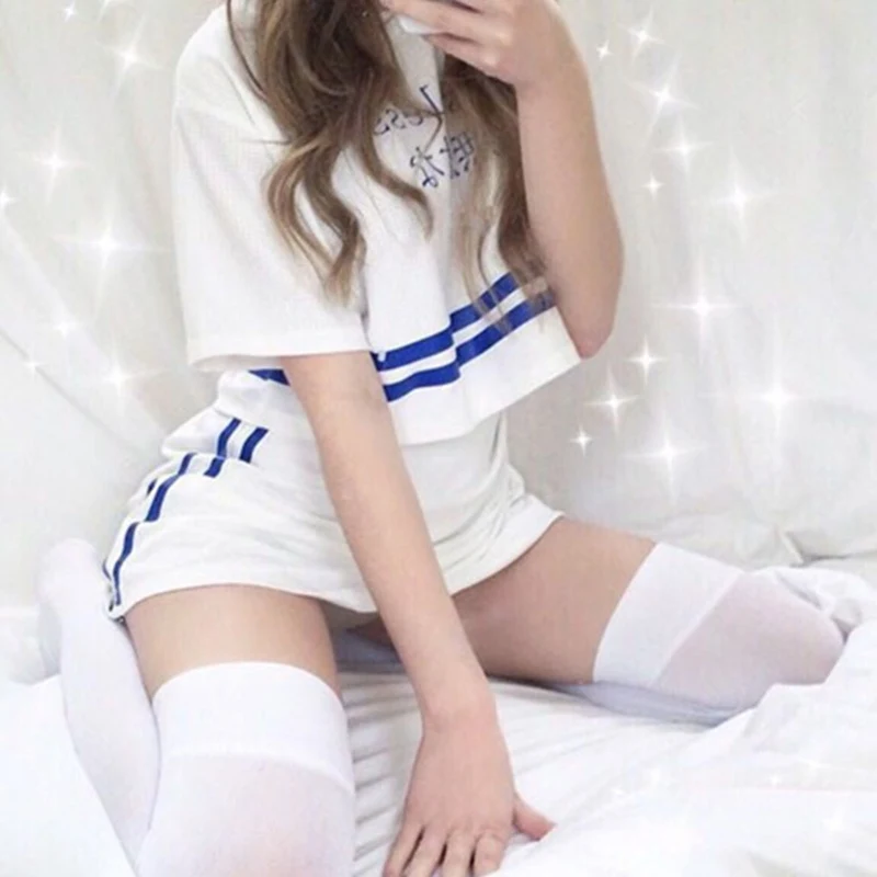

Ulzzang Korean Sexy Tshirt Women Crop Top Summer Loose Thin Letter Print White Crop Shirt Harajuku Crop Tops Schoolgirl Clothes