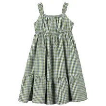 Платье для девочек-подростков; Новинка года; летнее платье для маленьких девочек; Цвет зеленый, черный; Детские платья из хлопка в стиле пэчворк; одежда для малышей; модная праздничная одежда