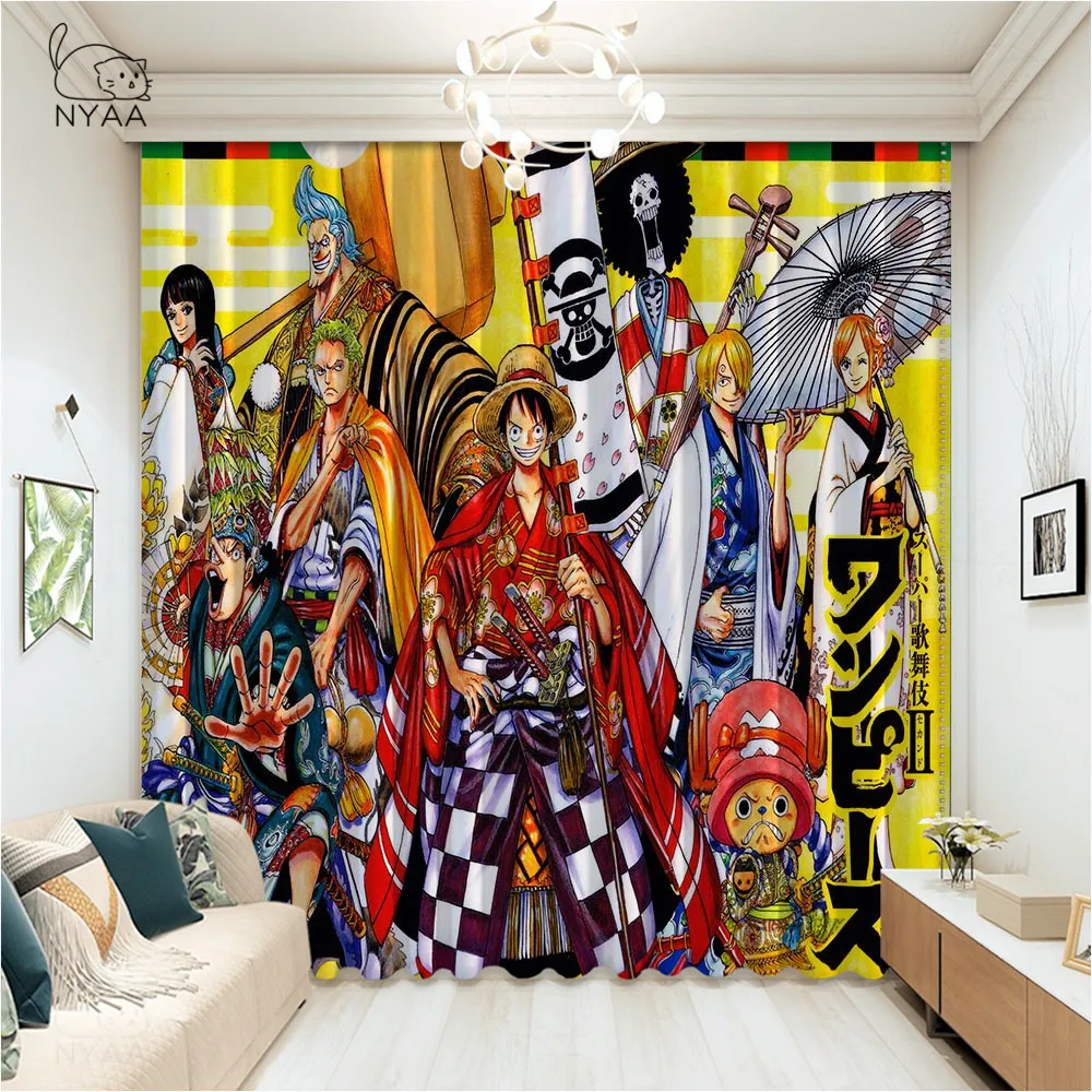 anime one piece karakter kartun tirai blackout jendela gorden untuk ruang tamu kamar tidur tirai tipis micro shading