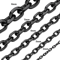 Chaîne O en acier inoxydable pour hommes et femmes, collier Rolo pour pendentif, couleur or/argent/noir, lien de câble, cadeau 2mm 3mm 4mm 5mm 6mm de large 4