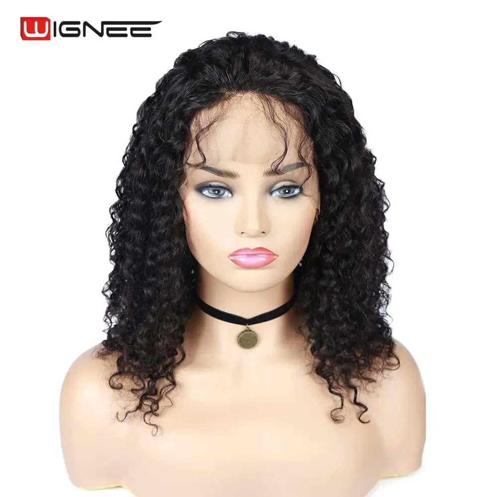Wignee кружевные передние кудрявые человеческие волосы парики с детскими волосами
