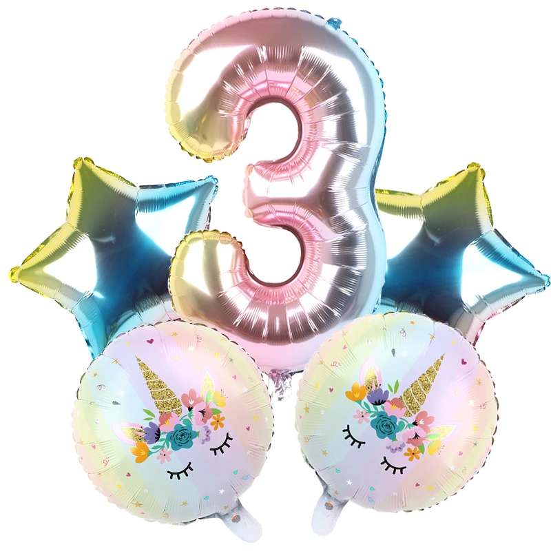 5 шт. набор кистей с ручкой в форме единорога цвета радуги фольга цифрами