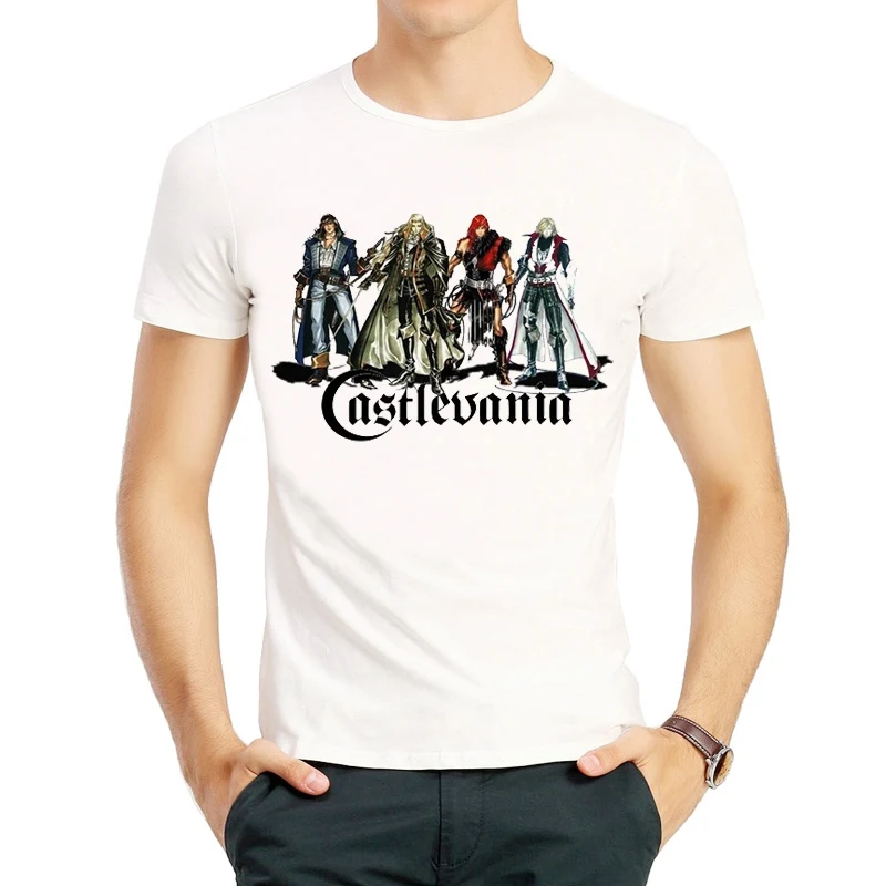 Футболка Castlevania белый Цвет мужская одежда короткий рукав Castlevania логотип футболка Майки футболки Модная игровая одежда футболка