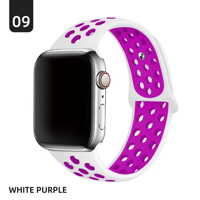Silicone Strap For Apple Watch band 40mm 44mm 38mm 42mm 44 mm Rubber watchband smartwatch bracelet iWatch series 3 4 5 6 se band White purple