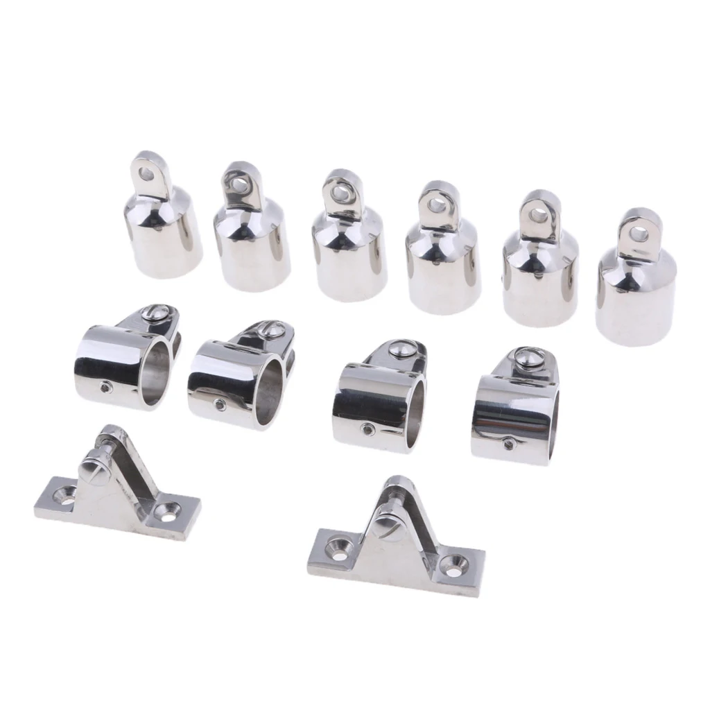 13pcs Stainless Steel 3-Bow 1'' Bimini Top Boat Fittings Marine Hardware