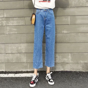 

Autumn Jeans Mujer 2020 New Solid High Waist Harem Pants Fashion Casual Loose Style Ankle-length Straight Jeans