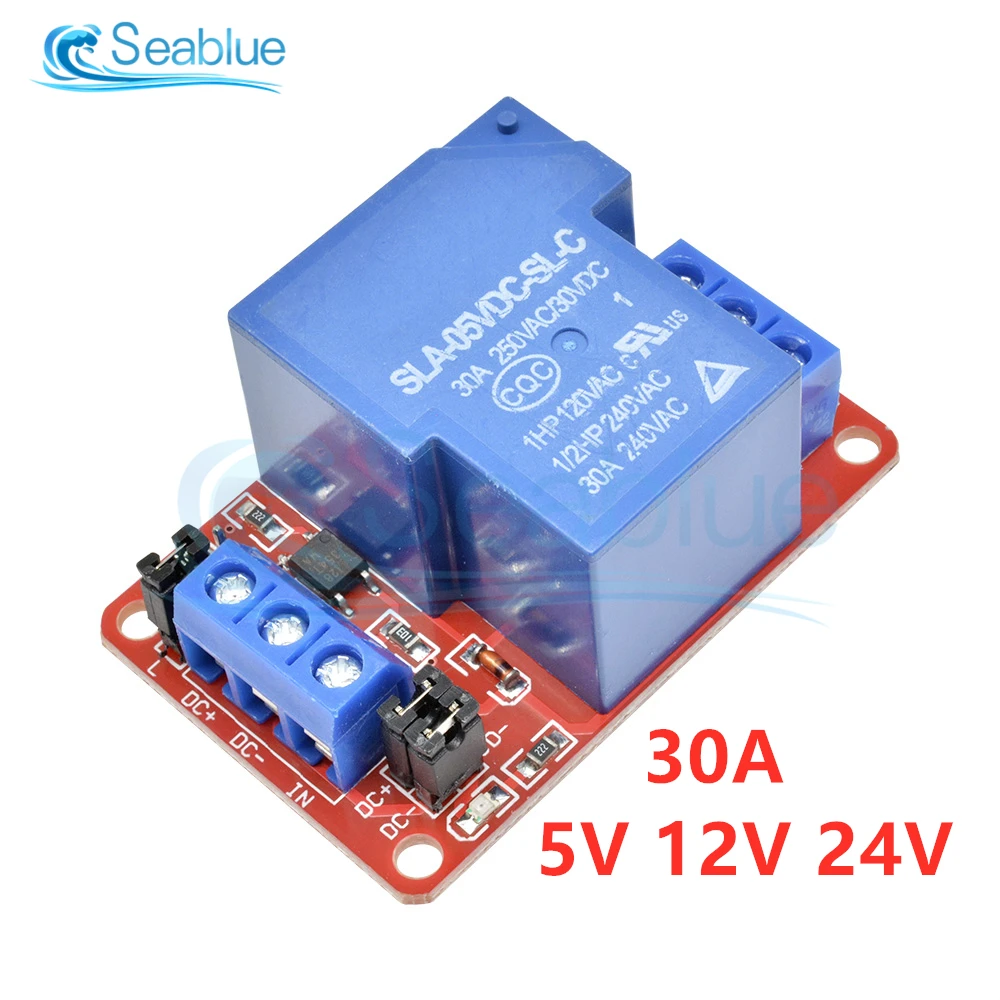 DC 5V 12V 24V 30A Высокая мощность 1 канальный релейный модуль с оптомуфтой H/L Уровень