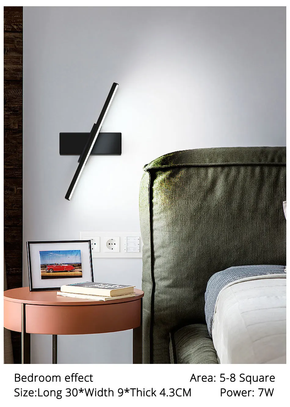 7 Вт светодиодный настенный светильник для чтения для спальни для гостиной белый или черный Настенные светильники украшения для внутреннего освещения