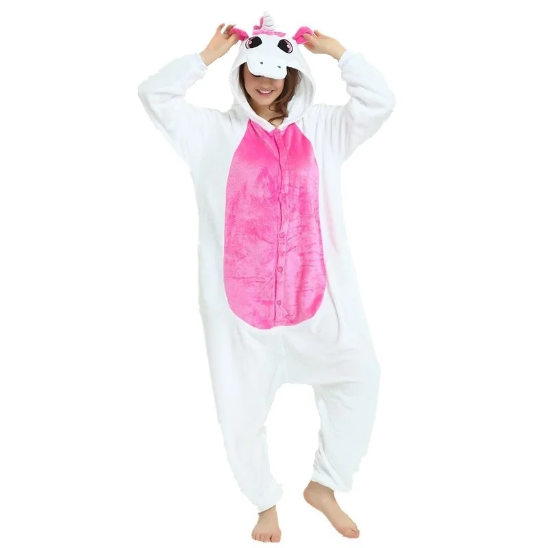 Пижамы в виде животных; Новинка; комплекты одежды с единорогом; Фланелевая пижама в стиле аниме; Пижама унисекс с героями мультфильмов; рождественские пижамы для женщин; одежда для сна - Цвет: Pink Unicorn
