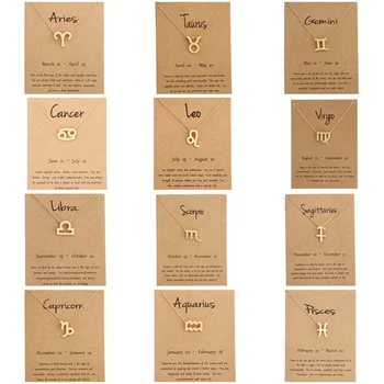 

Luokey Men Women Zodiac Sign Necklace 12 Horoscope Virgo Pisces Constellation Gold Pendant Necklace Jewelry Kids Christmas Gifts