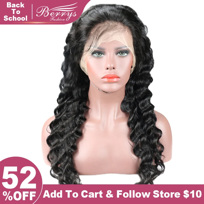 

Full Lace Wigs Loose Wave 130% Density Brazilian Virgin Hair Natural Hairline with Baby Hair 12-24" Natural Color Berrys Fashion