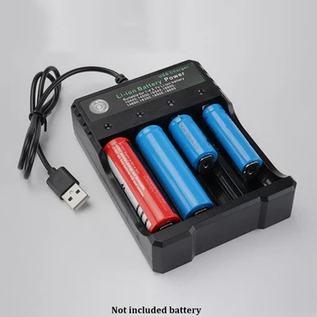 

Overcharge Protection Safe Portable USB Intelligent 18650 Li-ion 4 Slot Independent Charging Fast Black Battery Charger