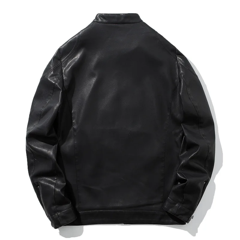 

MEN'S Leather Coat Men's Slim Fit Korean-style Handsome Autumn And Winter New Style Spring And Autumn Jacket Youth Stand Collar