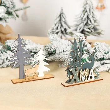 

Christmas Toys Wooden Noel Tree Xmas Table Decor New Year Christmas Showcase Home Decorations Navidad Christmas Decorations
