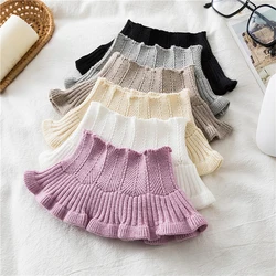 Fashion Knitted Fake Collar Scarf With Wooden Ears Women Turtleneck Knitted False Fake Collar Detachable Scarf Winter Windproof