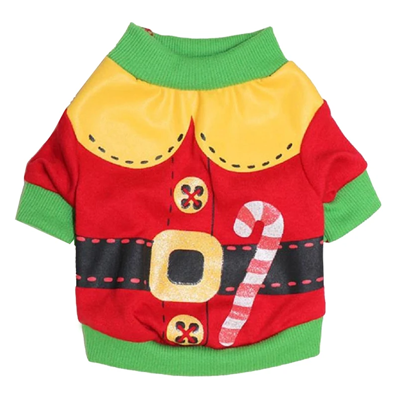 

TOP!-Green Border Dog Cat Winter Clothes Warm Knitted Sweater for Dog Christmas Wrap Coat Dress (red, green border, L)