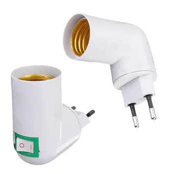 

Fashion EU Plug Lamp Holder 360 Degrees Rotate E27 Button With Light Holder Converter LED Socket ON/OFF D2S7
