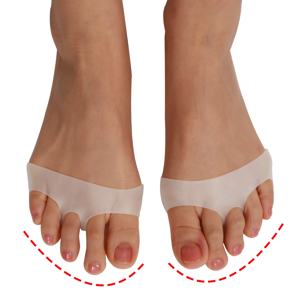 4pcs White Gel Half Toe Sleeve Metatarsal Pads Forefoot Cushions Bunion Pads Foot Protection For Men And Women