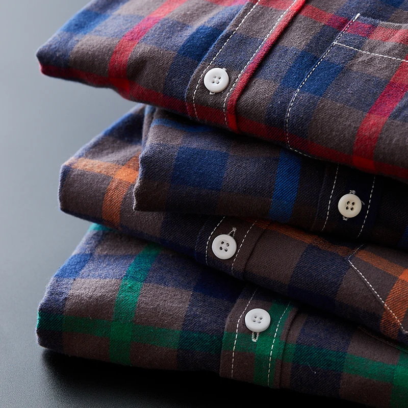 Shirt Men 2021 New Fashion Casual Four-color Plaid Slim High Quality Long Sleeved Men's Boutique | Мужская одежда