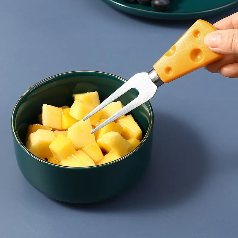 Wood Handle Cheese Knives Stainless Steel Butter Cutter Flat Shovel Spatula Fork Spoon Kitchen Cutlery Cooking Tools 1PC