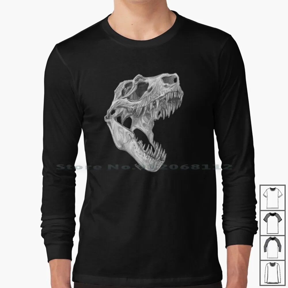 T-Rex Skull Maglietta A Maniche Lunghe Dinosaur T Rex Tyrannosaurus Skull Dinosaur Skull Dinosauri Dino Dinos Graphite Dinosaur