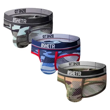 

3PC Sexy underwear men Camouflage printed ice silk briefs men panties calzoncillos hombre slip Gay Underwear Male Underpants Men