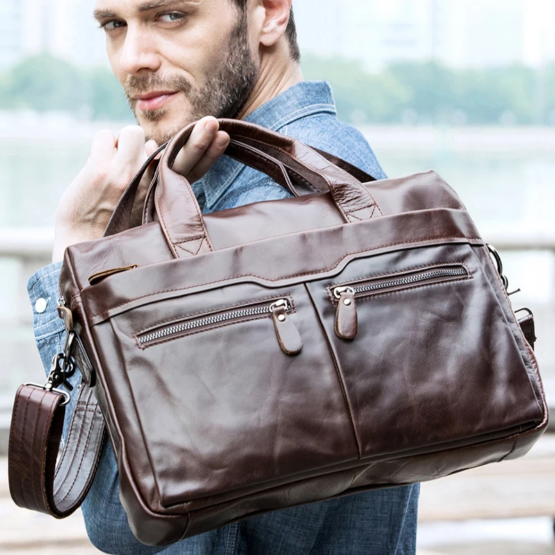 

Luufan Men's Leather Handbag Men's Bag Genuine Leather Messenger Bag Men Leather Laptop Bags Shoulder Bags For Men New 2021