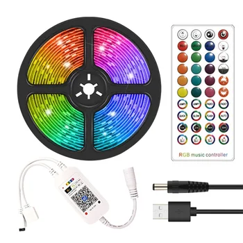 

APP Free Cut 40key Remote Controller Ribbon Color Changing Easy Install USB Connection Music Sync DC5V SMD 5050 LED Strip Light