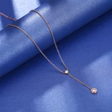 JeeMango простой дизайн титановая Подвеска со стразами фианит ожерелье s золотой в виде розы колье ожерелье для женщин RN02346