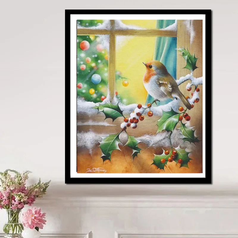 

Winter Animal Snow Bird 5d Diy Diamond Painting Kit Cross Stitch Crafts Full Round Rhinestone Home Decoration New Arrival