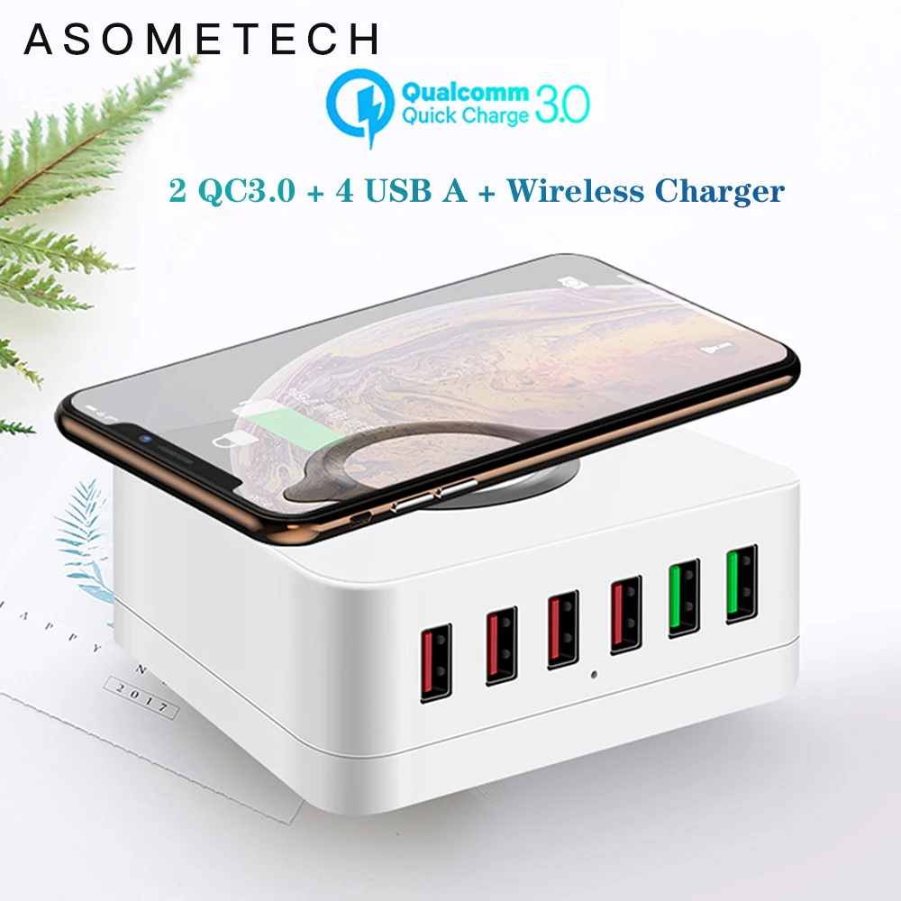 10W Wireless Charger 72W Quick Charge 3.0 USB Charger Adapter HUB QC3.0 Charging Station Fast Charger For iPhone 11 Samsung S10